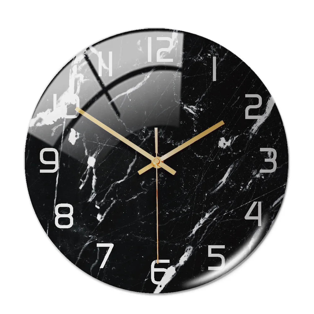 Horloge Murale Design Effet Marbre 3D en Acrylique, Silencieuse – Marbelia