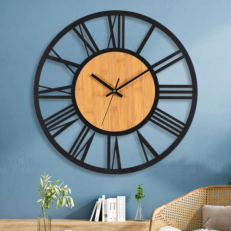 Horloge Murale Design 3D en Métal, Chiffres Romains Silencieuse et Élégante – Roméva