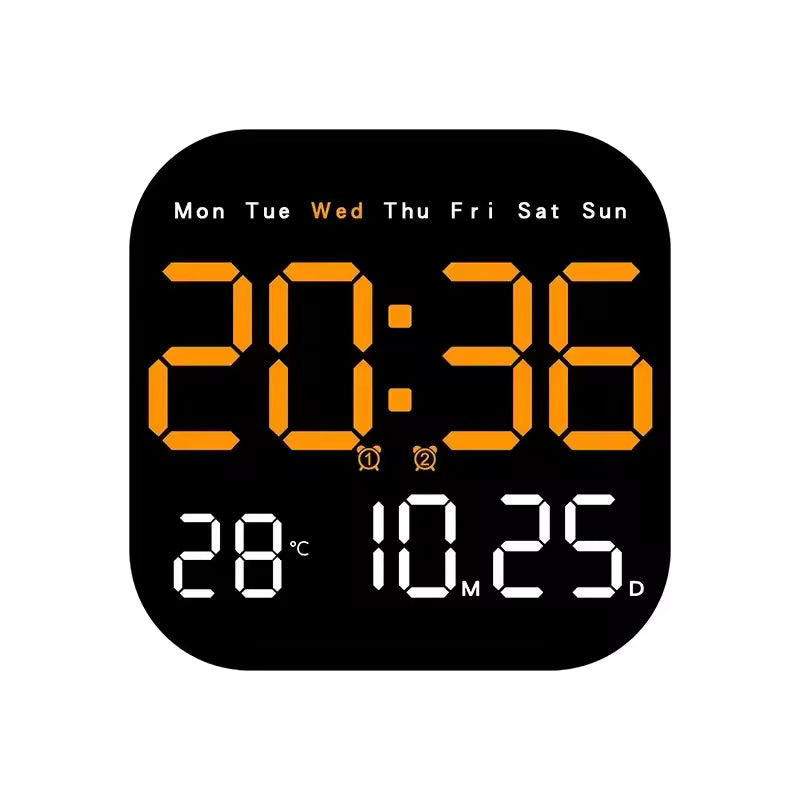 Horloge Numérique Murale LED Grand Format avec Télécommande et Double Alarme – Veltis