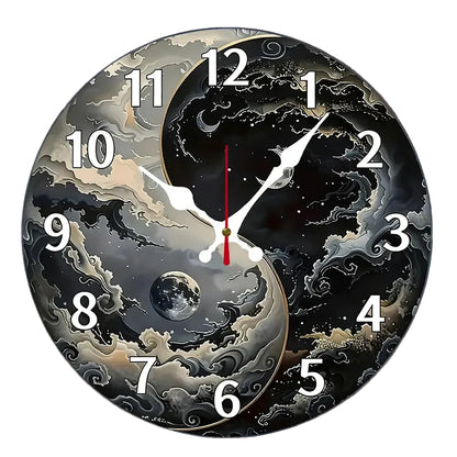 Horloge Murale Design Motif Fantastique en Bois, Silencieuse et Originale – Onyria