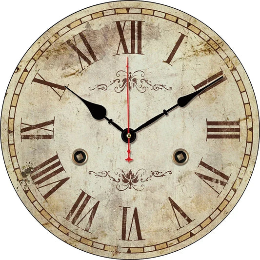 Horloge murale en bois vintage au style shabby, silencieuse et décorative – Rustavia