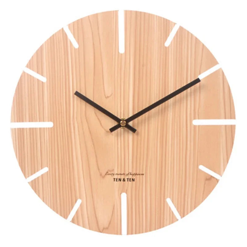 Horloge murale en bois 3D au style nordique, silencieuse et décorative – Atria