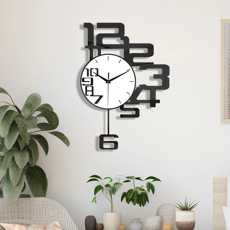 Horloge murale design moderne en acrylique décorative avec balancier oscillant – Aelys