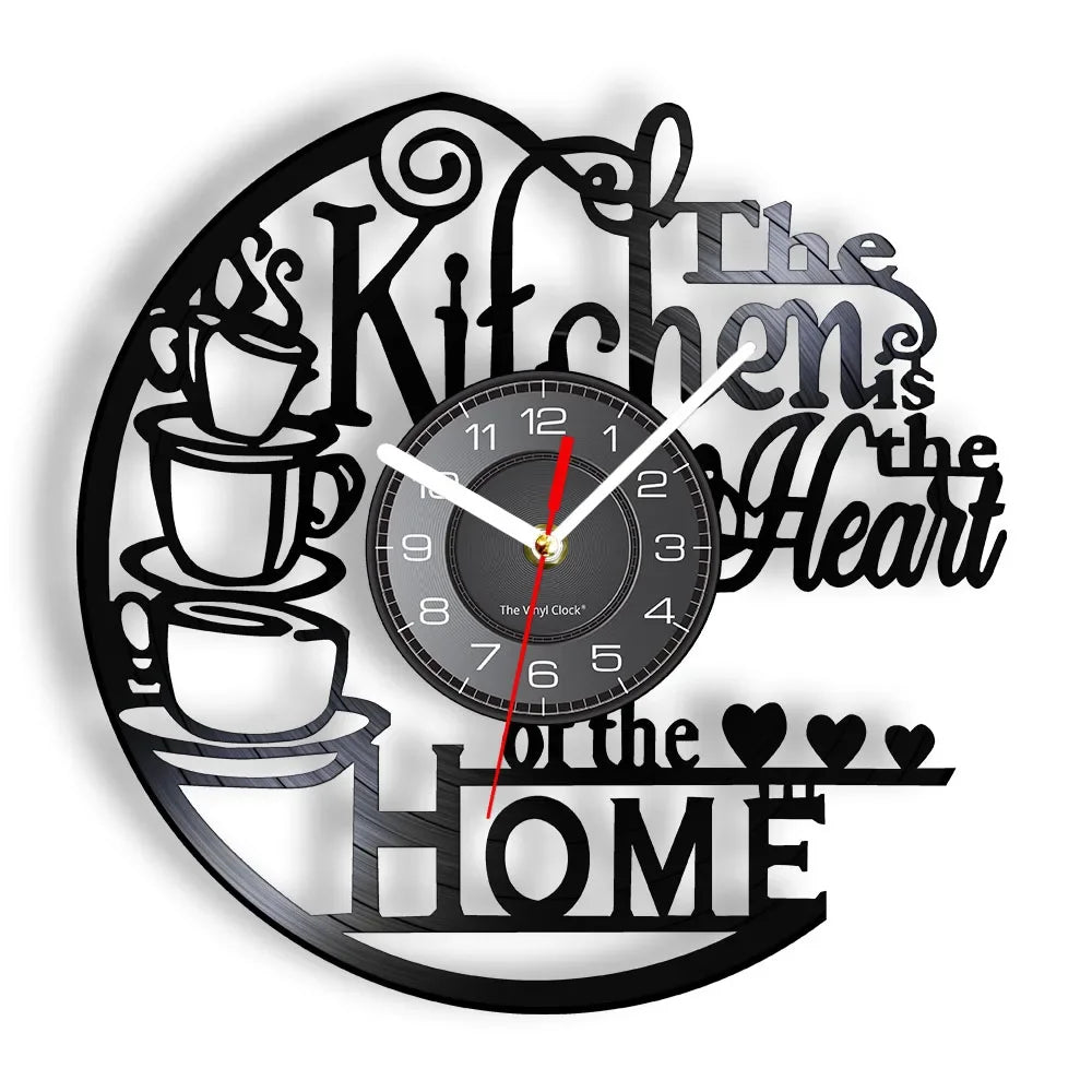 Horloge murale design en vinyle inspirée disque, décorative et silencieuse – Vinoria