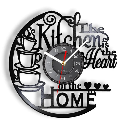 Horloge murale design en vinyle inspirée disque, décorative et silencieuse – Vinoria