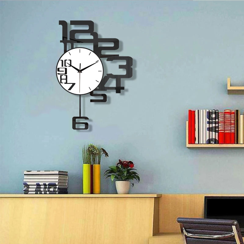Horloge murale design moderne en acrylique décorative avec balancier oscillant – Aelys