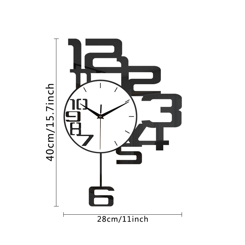 Horloge murale design moderne en acrylique décorative avec balancier oscillant – Aelys