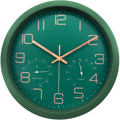 Horloge Murale Moderne avec Thermomètre, Silencieuse et Fonctionnelle – Climio