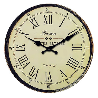 Horloge Murale Vintage Motif Français XVIe Siècle, Effet Bois et Silencieuse – Fontenoy