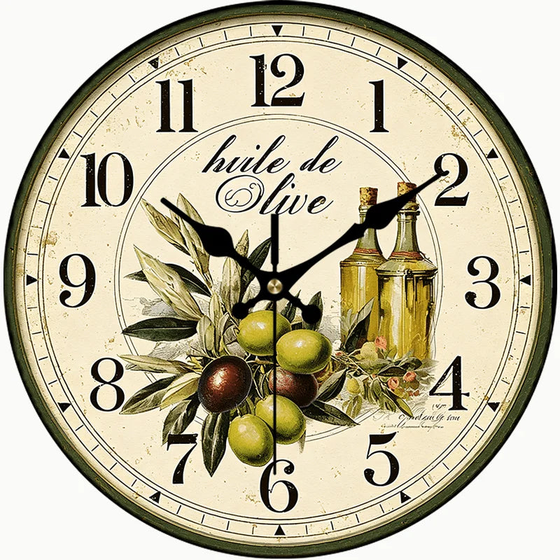 Horloge Vintage Branche d'Olivier en Bois, Silencieuse – Oliveda