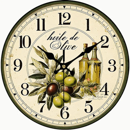 Horloge Vintage Branche d'Olivier en Bois, Silencieuse – Oliveda
