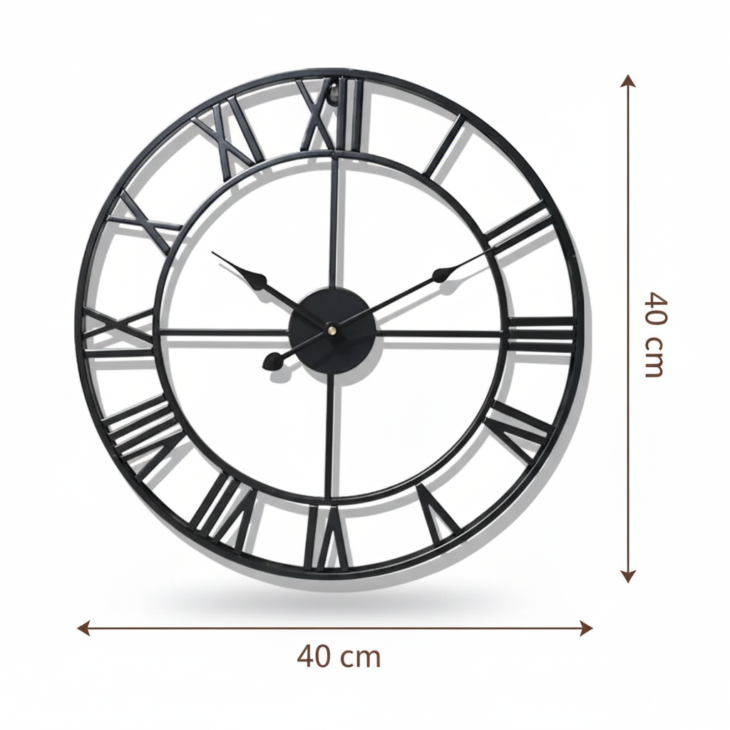 Horloge murale en métal 3D à chiffres romains, grand format et silencieuse – Woklok