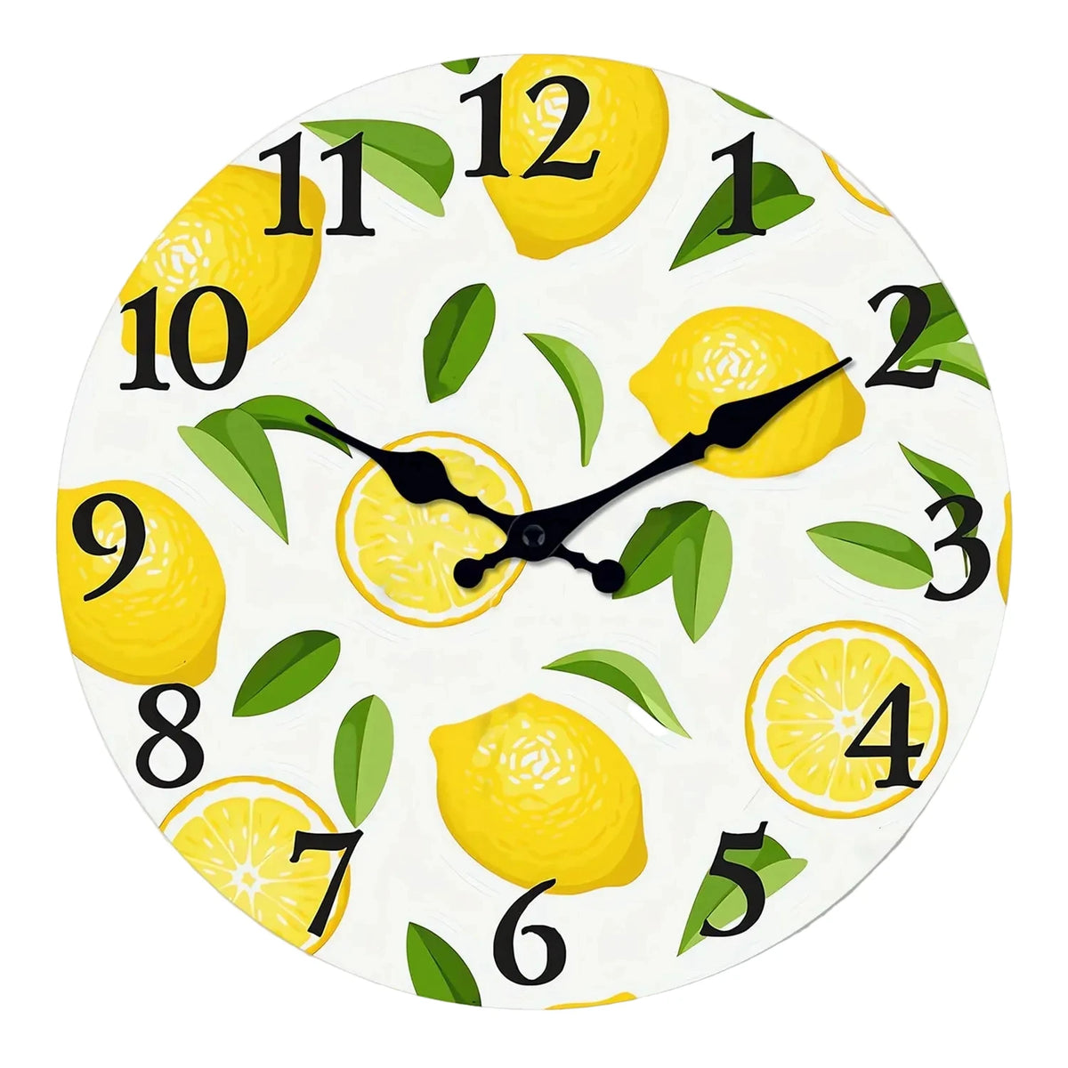 Horloge Murale Bois Citron et Feuillage, Silencieuse – Verdolia