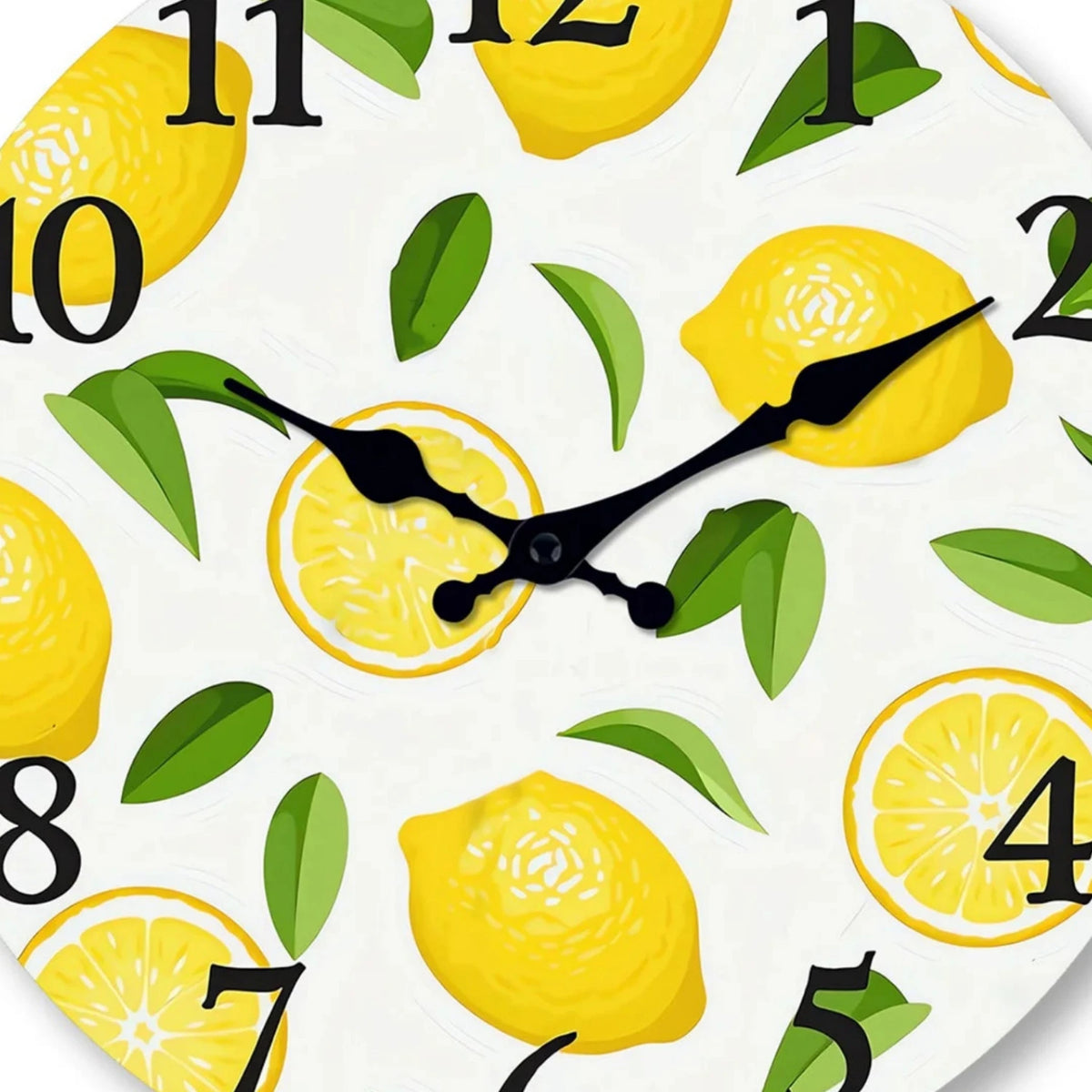 Horloge Murale Bois Citron et Feuillage, Silencieuse – Verdolia