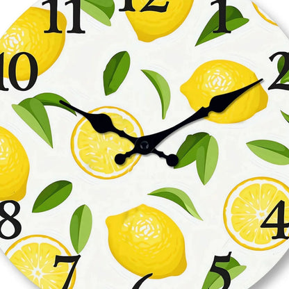 Horloge Murale Bois Citron et Feuillage, Silencieuse – Verdolia
