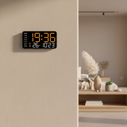 Réveil Mural LED Grand Format avec Télécommande et Affichage Température – Chronyx