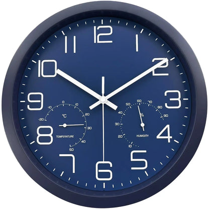 Horloge Murale Moderne avec Thermomètre, Silencieuse et Fonctionnelle – Climio