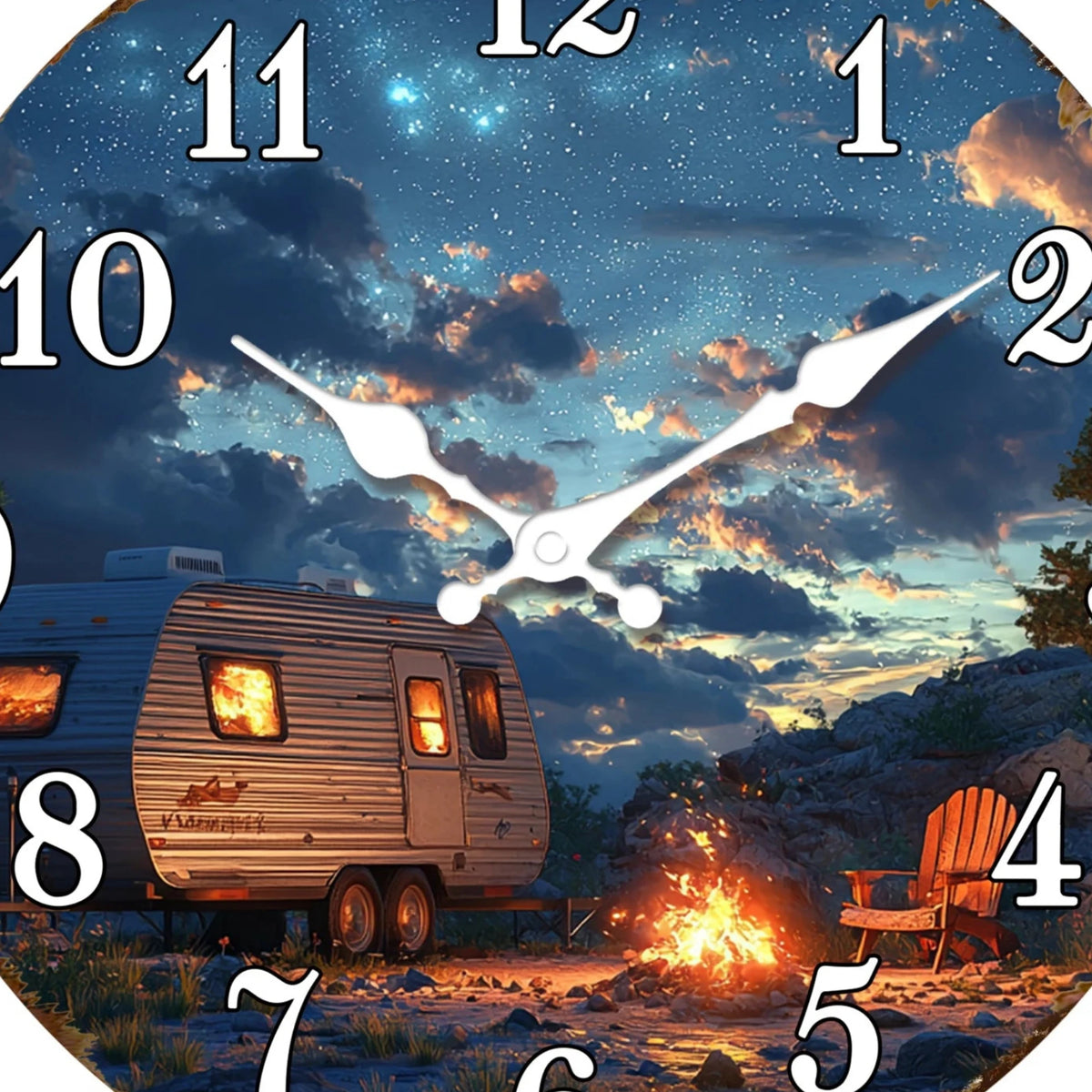 Horloge Murale Originale Camping-Car Nuit Étoilée, Silencieuse – Roulotta