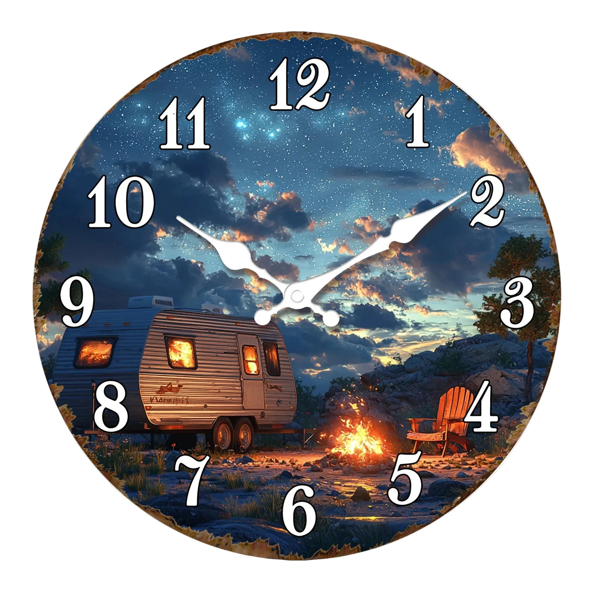 Horloge Murale Originale Camping-Car Nuit Étoilée, Silencieuse – Roulotta