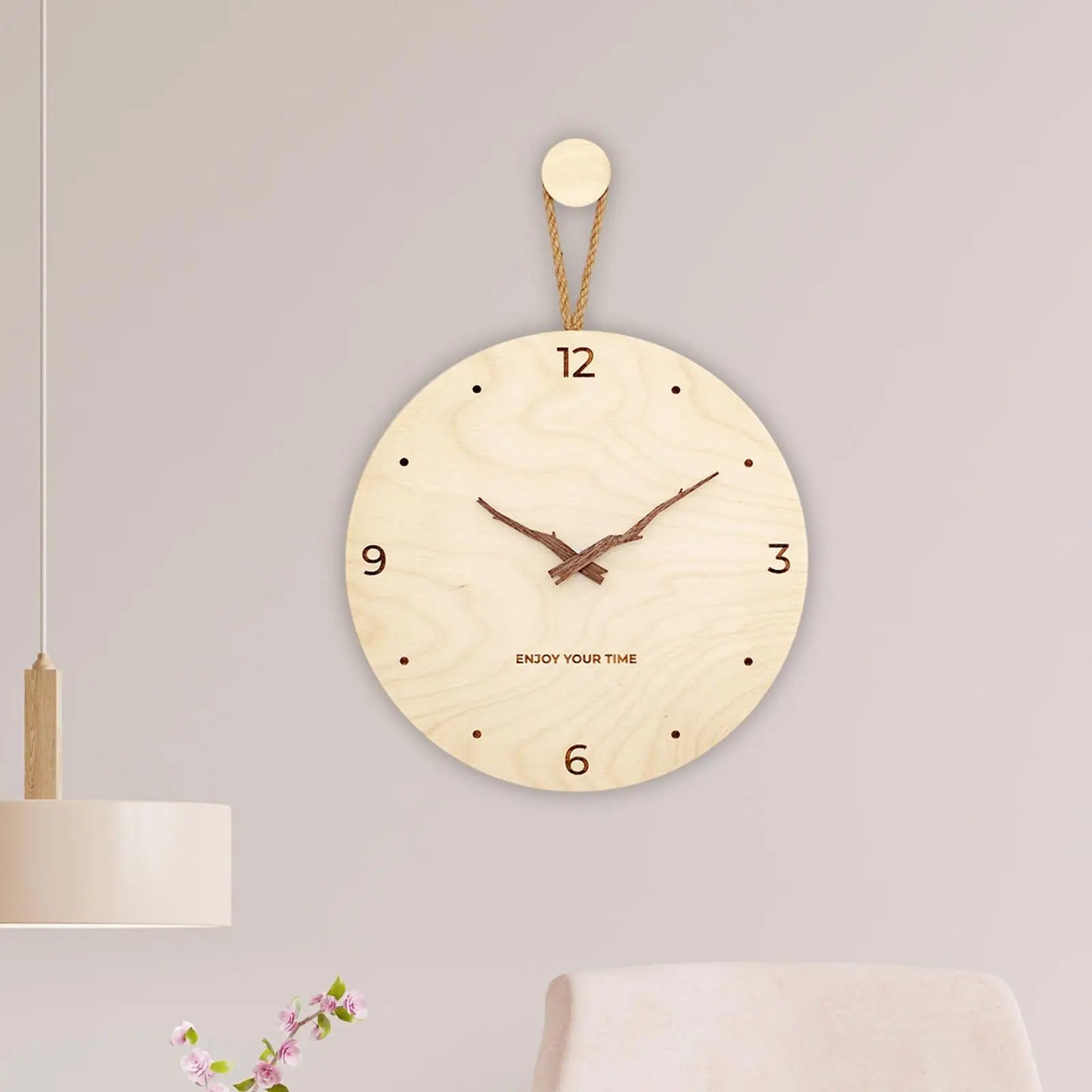 Horloge murale en bois au style nordique, silencieuse et décorative – Lunea