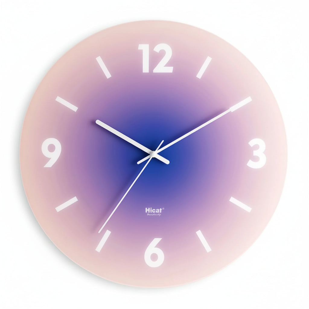 Horloge murale design en verre avec motif abstrait, analogique et silencieuse – MOMO