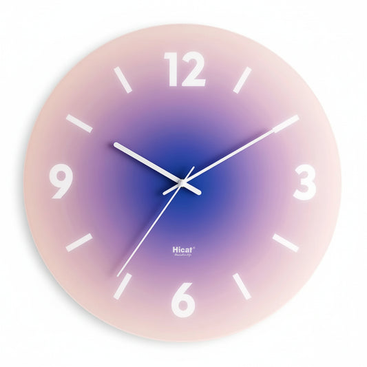 Horloge murale design en verre avec motif abstrait, analogique et silencieuse – MOMO