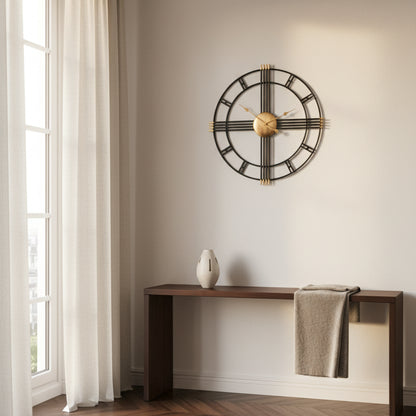 Horloge Murale Industrielle en Fer Forgé Style Européen, Silencieuse et Imposante – Ferronia