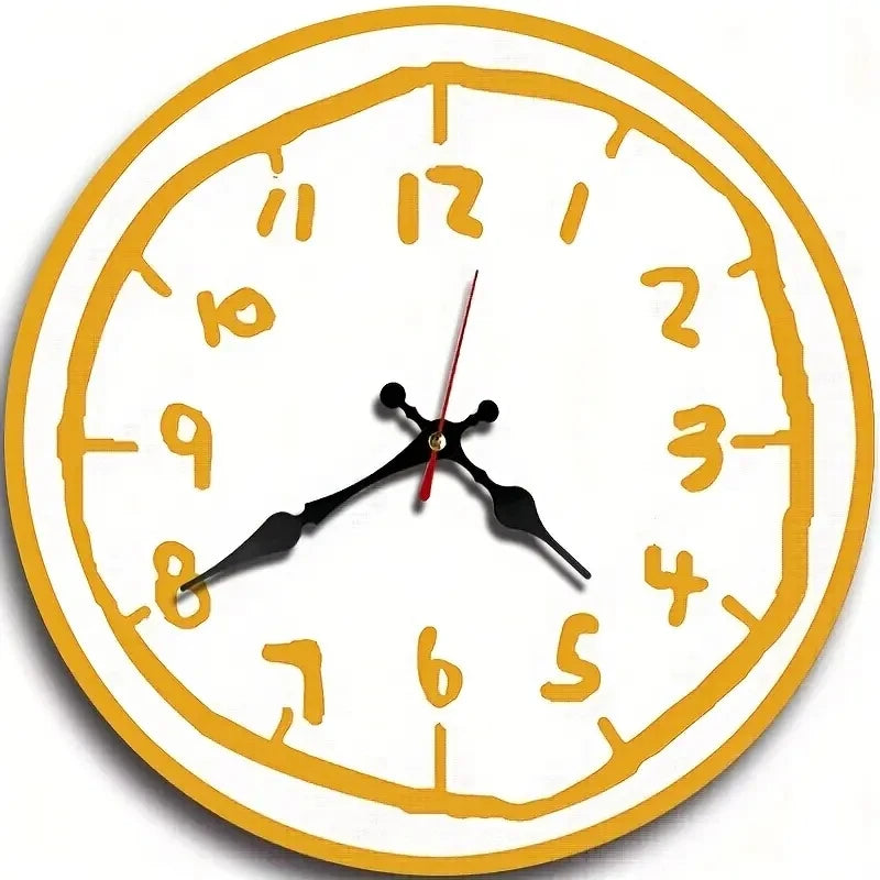 Horloge Murale Originale Effet Croquis Dessiné Main, Silencieuse et Bois – Griffonia