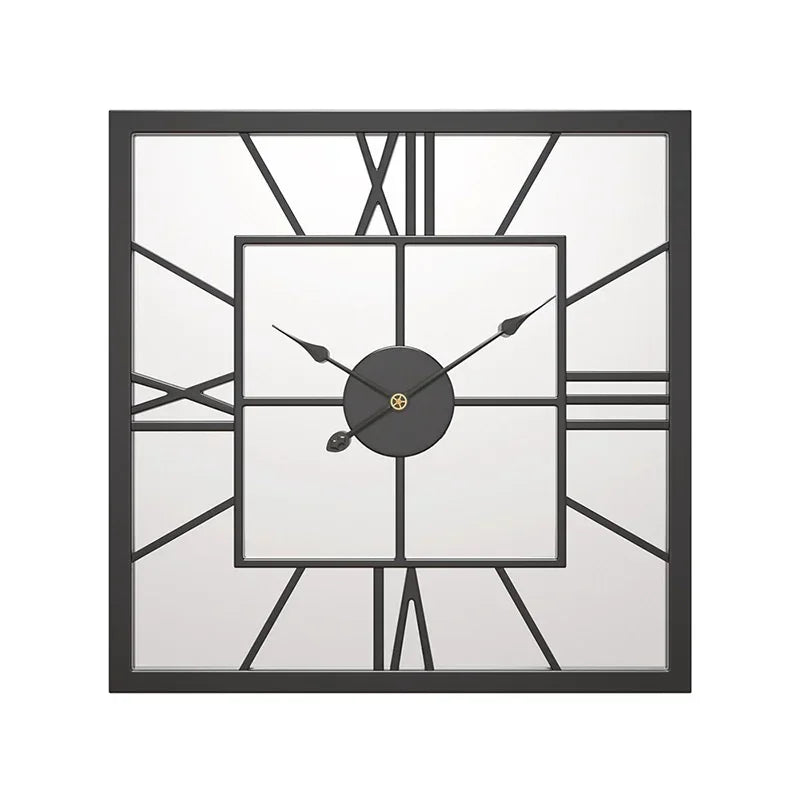 Horloge Murale Design Carrée en Métal avec Miroir, Silencieuse et Élégante – Mirova