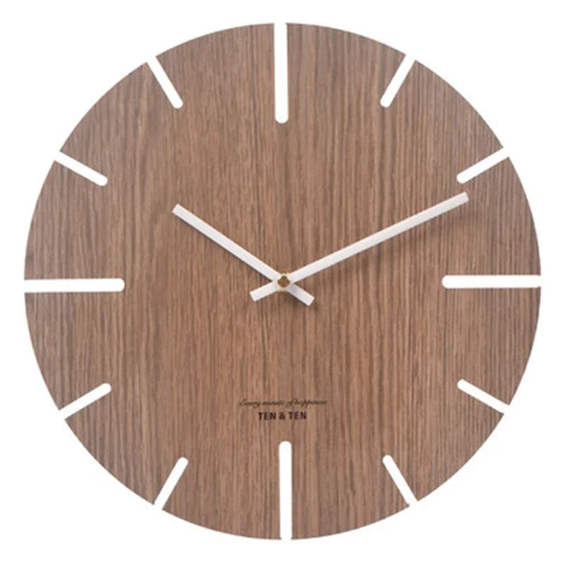 Horloge murale en bois 3D au style nordique, silencieuse et décorative – Atria