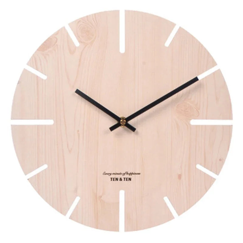 Horloge murale en bois 3D au style nordique, silencieuse et décorative – Atria