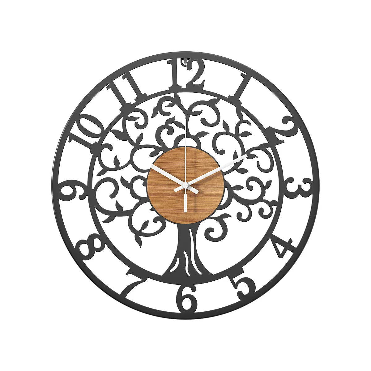 Horloge Murale Industrielle Arbre de Vie en Fer Forgé, Silencieuse et Artistique – Arboria