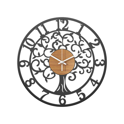 Horloge Murale Industrielle Arbre de Vie en Fer Forgé, Silencieuse et Artistique – Arboria