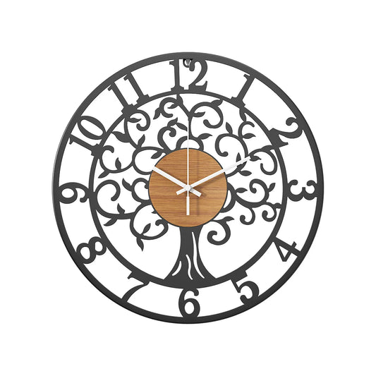 Horloge Murale Industrielle Arbre de Vie en Fer Forgé, Silencieuse et Artistique – Arboria