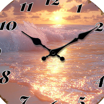 Horloge Murale Originale Coucher de Soleil Marin, Silencieuse – Ondalia