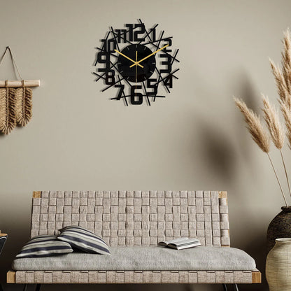 Horloge Murale Design Moderne en Acrylique Noir, Silencieuse et Décorative – Noreza