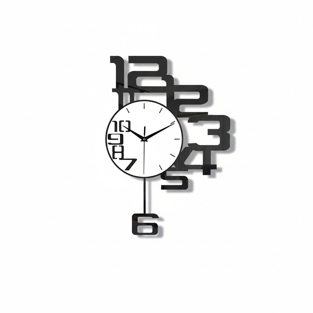 Horloge murale design moderne en acrylique décorative avec balancier oscillant – Aelys
