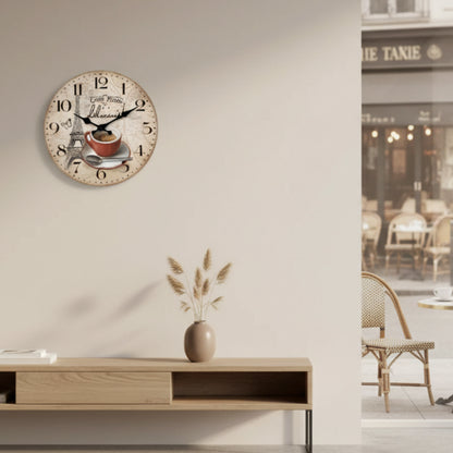 Horloge Murale Design Originale Motif Paris et Tour Eiffel, Analogique et Silencieuse – Paris Café