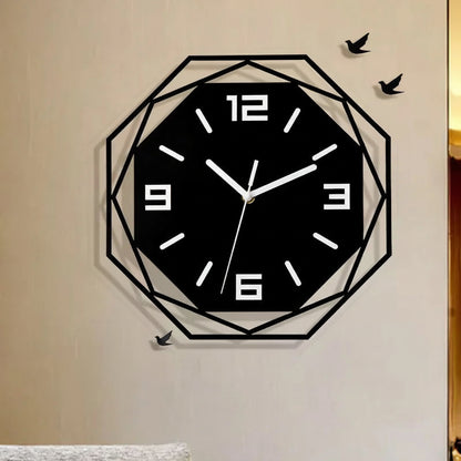 Horloge Murale Design Géométrique Noire, Silencieuse et Minimaliste – Geoma