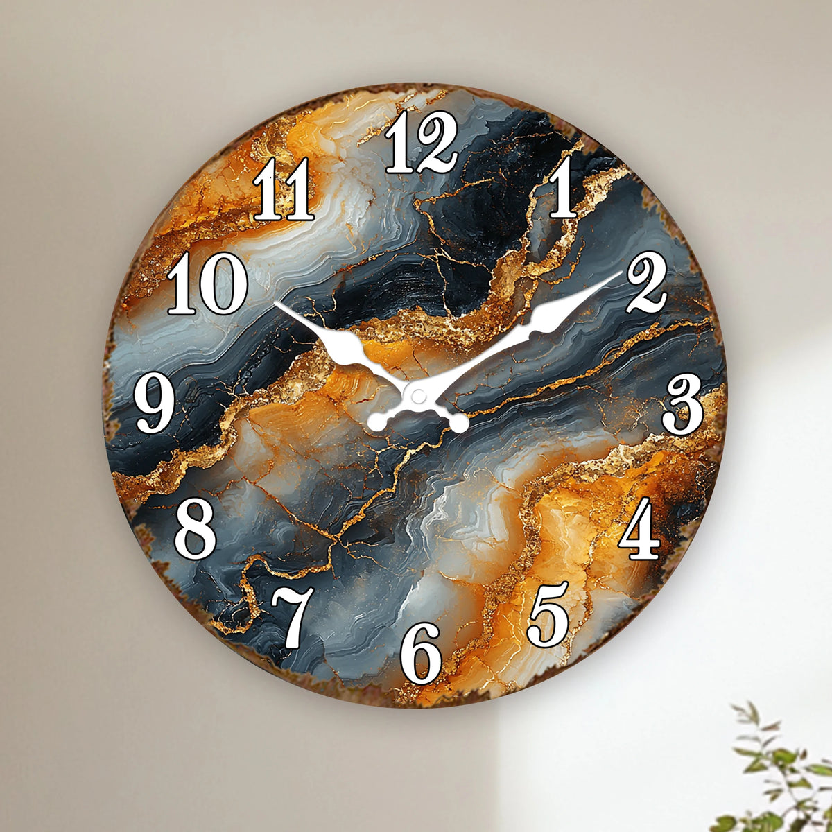 Horloge Murale Design Marbre Élégant, Silencieuse – Marbella
