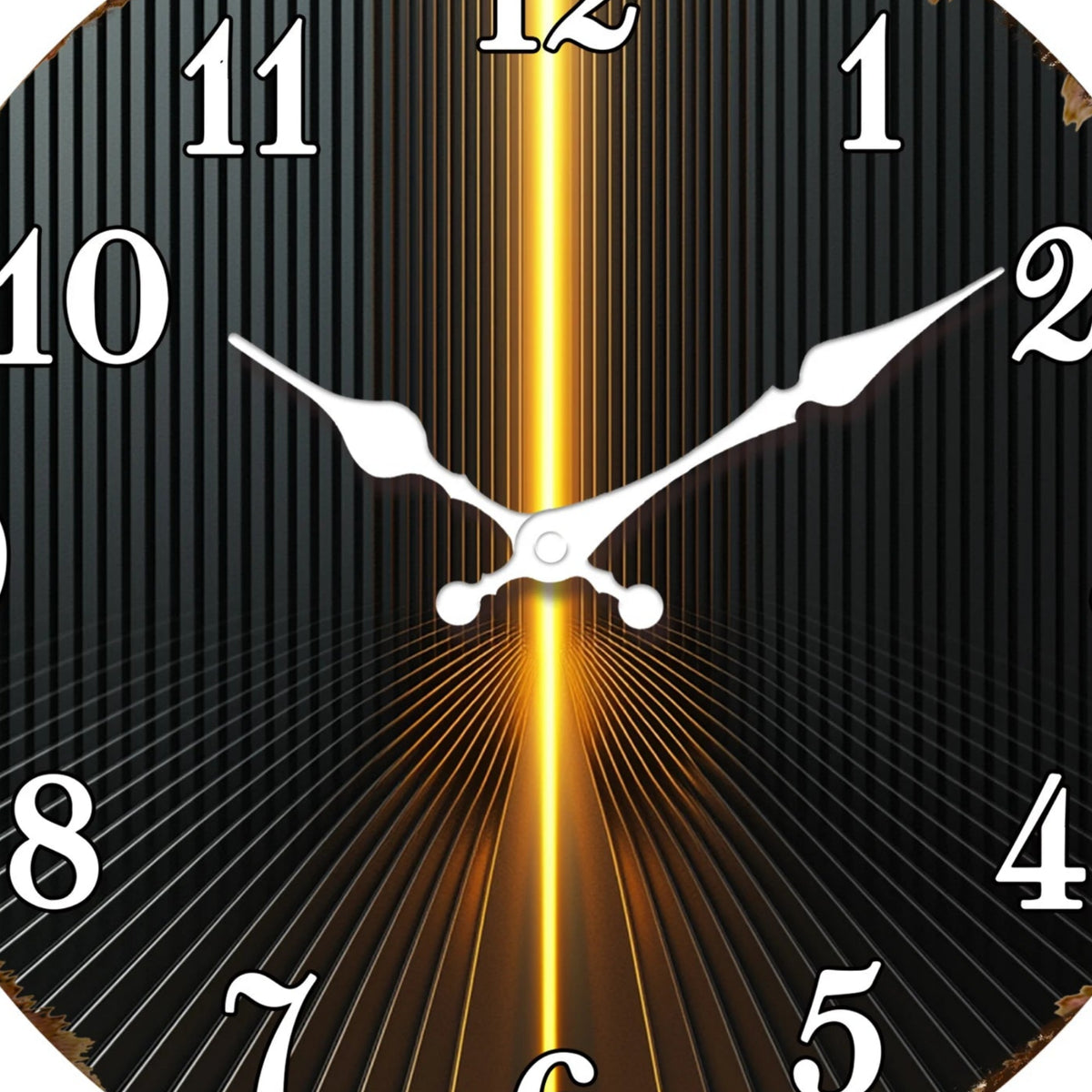 Horloge Murale Moderne Rayures Noir & Or, Silencieuse – Rayonna