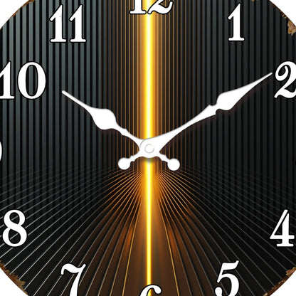 Horloge Murale Moderne Rayures Noir & Or, Silencieuse – Rayonna