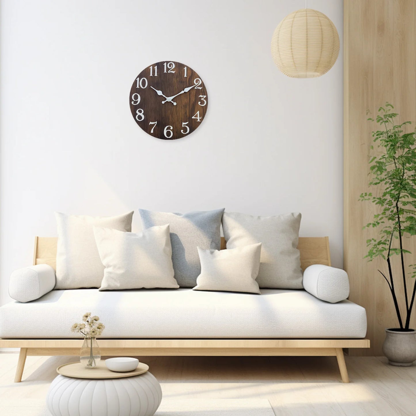Horloge murale en bois au style rétro, silencieuse et lisible à distance – Nostrum