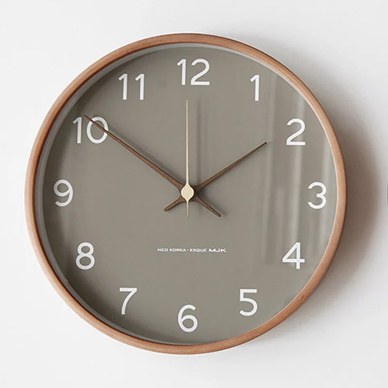 Horloge Murale en Bois Massif Style Nordique, Silencieuse et Naturelle – Auren