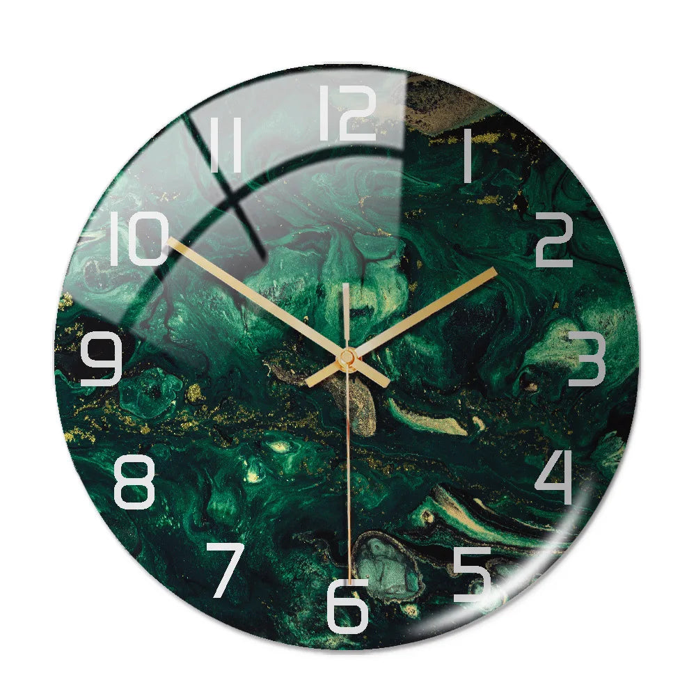 Horloge Murale Design Effet Marbre 3D en Acrylique, Silencieuse – Marbelia
