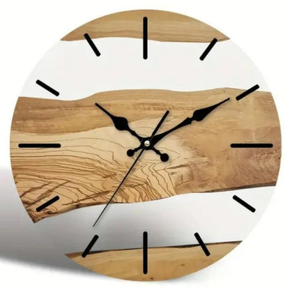 Horloge Murale Design en Verre Trempé Effet Bois, Silencieuse et Facile à Lire – Vernoa