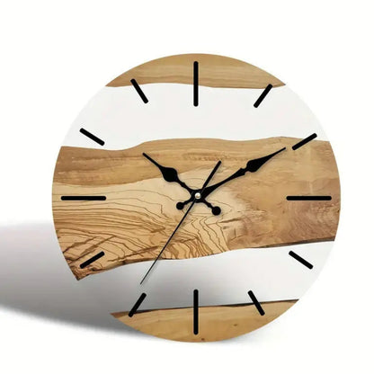 Horloge Murale Design en Verre Trempé Effet Bois, Silencieuse et Facile à Lire – Vernoa