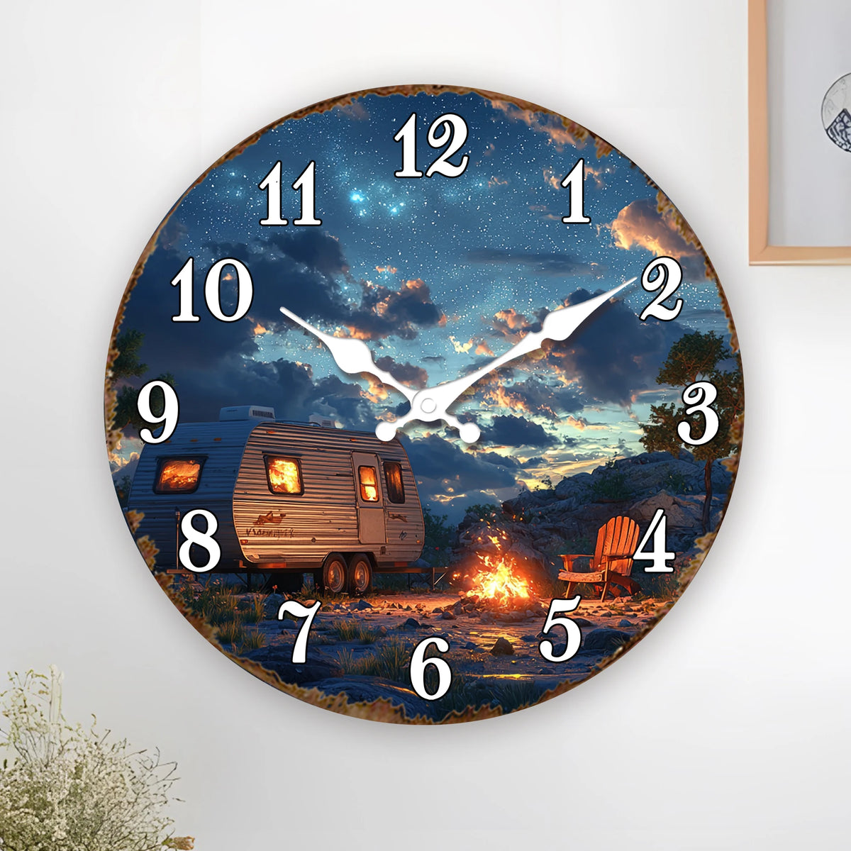 Horloge Murale Originale Camping-Car Nuit Étoilée, Silencieuse – Roulotta
