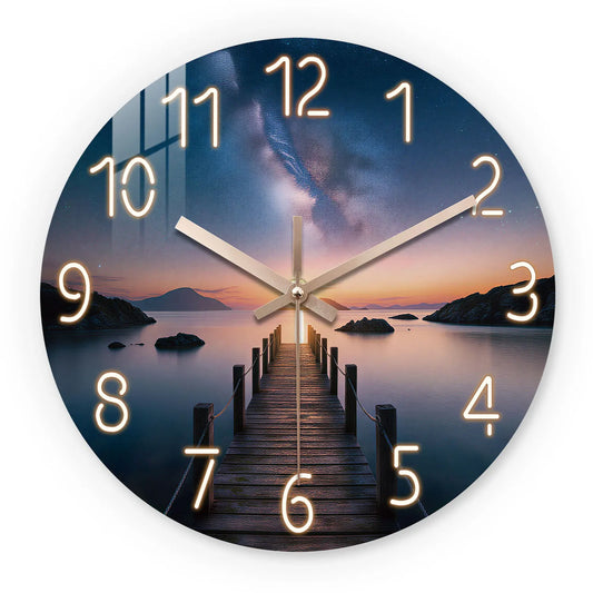 Horloge Murale Originale Ciel Étoilé Bleu Nuit en Bois, Silencieuse et Sublime – Nocturna