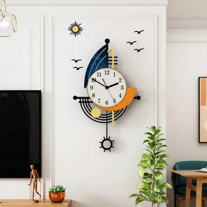Pendule Murale Voilier Nautique en Acrylique, Créative et Décorative – Navelo